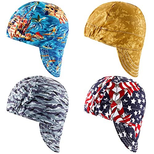 Hercicy 4 Pcs Welding Cap Flame Resistant Cotton Mesh Hat