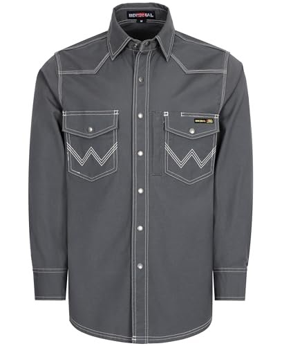 BOCOMAL FR Welding Shirts Heavyweight Stretch Canvas Snaps...