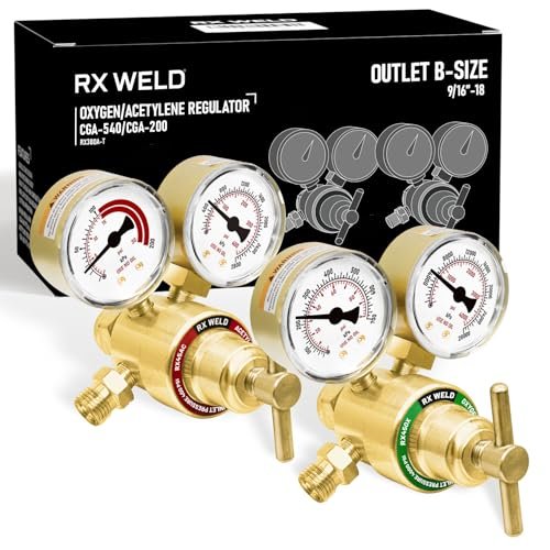 RX WELD Oxygen Acetylene Regulator Set, CGA-540 CGA-200 MC...