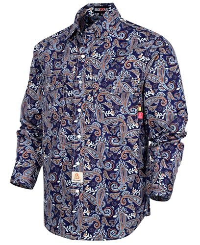 BOCOMAL FR Shirts Printed Paisley Lightweight Pearl Snaps...