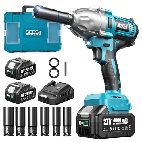 Seesii Impact Wrench 665 FT-LBS(900N.m) 3300IPM 1/2...