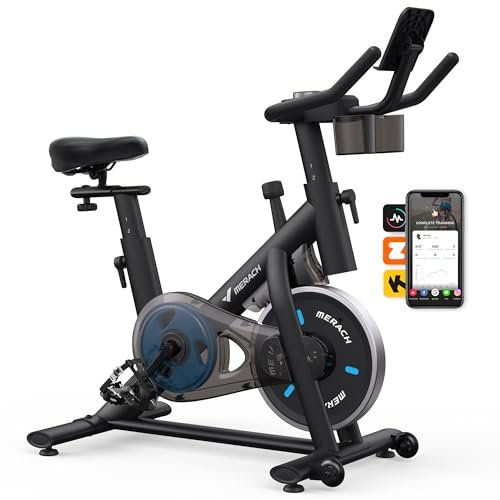 MERACH Exercise Bike, Brake Pad Stationary Bike, App, Quiet