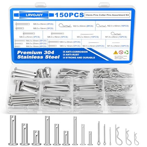 150PCS Premium 304 Stainless Steel Clevis Pins Cotter, R...