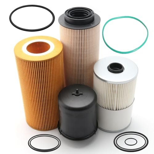 4Pcs Filter Kit with Rubber Gasket for Paccar MX13 Engine