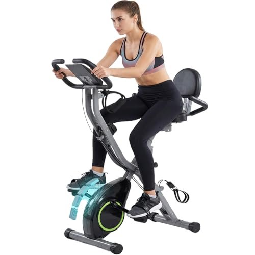 Foldable Exercise Bike Stationary Bikes for Home, Magnetic...