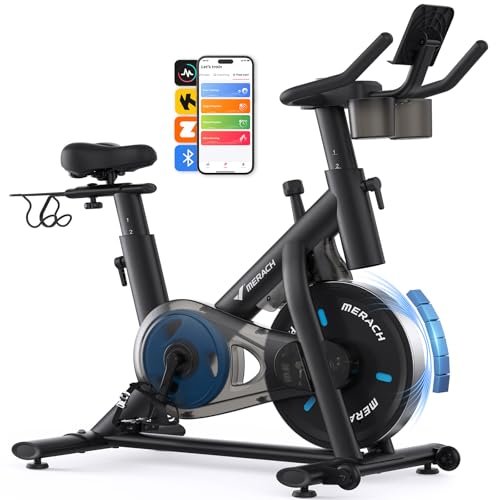 Merach Exercise Bike, Brake Pad/Magnetic Stationary Bike,...