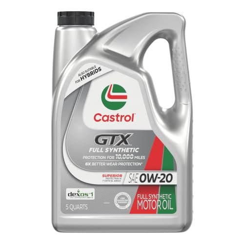 Castrol GTX Full Synthetic 0W-20 Motor Oil, 5 Quarts