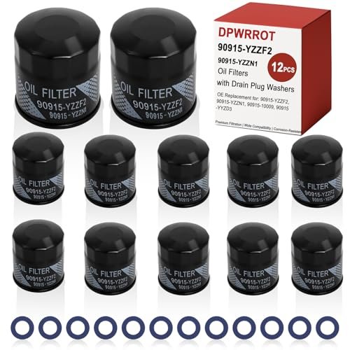 12 Pack 90915-YZZF2 Oil Filters & Drain Plug Washers Toyota